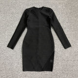 Women Evening Dress Autumn Dress Long Sleeve Sexy Gauzy Gown Bandage One-Piece Dress