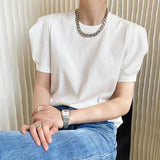 Women's T-shirt Summer Short-Sleeved T-shirt Women's Loose round Neck I Puff Sleeve Top