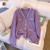 Women Knitwear Autumn and Winter V-neck Sweater Female Loose Knitted Cardigan