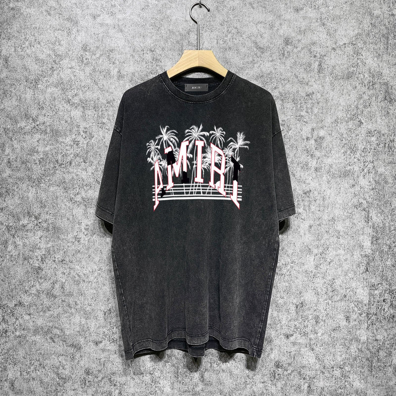 Amiri T-shirt Washed and Worn Retro Short Sleeve T-shirt