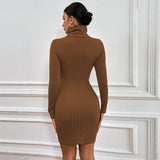 Women Dress Sexy Cutout Slim Fit Hip Skirt Long Sleeve Dress