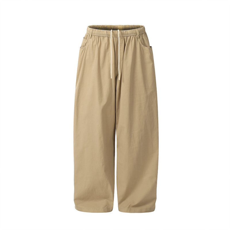 Men Sweatpants Simple Solid Color Workwear Casual Pants Loose Straight Elastic Waist Wide Leg Sports Trousers