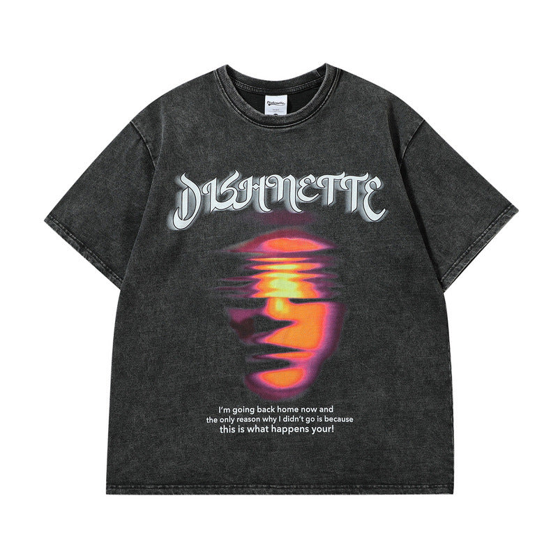 Men's T Shirt Printed Short-Sleeved T-shirt Men's and Women's Hip Hop Couple Half-Sleeved Top Summer