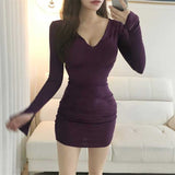 Women Dresses V-neck Dress Sexy Skirt Hip Skirt
