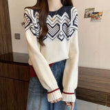 Women Knitwear Spring and Autumn round Neck Knitwear Loose Cropped Sweater