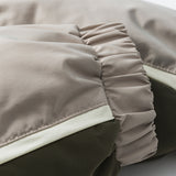 Unisex Winter Cotton Coat Color Contrast Patchwork Hooded Cotton-Padded Coat Retro Loose and Warm Arc Cotton-Padded Coat