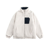 Unisex Winter Cotton Coat Vintage Double-Sided Wear Loose and Warm Pocket Cashmere Cotton-Padded Coat