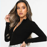Women Jumpsuit Autumn and Winter Long Sleeve Stand-up Collar Slim Fit Jumpsuit