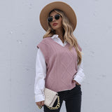 Women Knitted Sweater Autumn Solid Color Knitted Vest