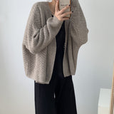Women Cardigan Sweater Hollow-out Knitted Cardigan Coat Vintage Top for Women 8t3083