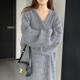 Women Knitted Two-Piece Set Knitted Two-Piece Autumn and Winter Long Vest Coat Set A3388