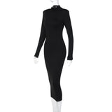 Women Dresses Fall Slim Fit Turtleneck Long Sleeve Dress