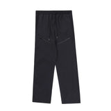 Men Sweatpants Zipper Functional Workwear Casual Pants Men Vibe Elastic Waist Drawstring Pants Feet Button Loose Trousers