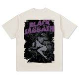 Mens Vintage Rock Band T-Shirt Washed Short Sleeve T-Shirt Crew Neck Band BLACK SABBATH Black Sabbath GOD ISDEAD