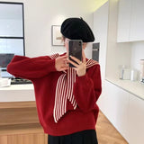 Women Knitted Pullover Crew Neck Sweater Autumn Winter Sweater Top