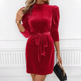 Women Dress Long Sleeve Narrow Skirt