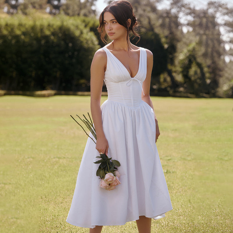Women Dresses Summer Sexy V-neck Sleeveless Dress Dress (Lbk0409)