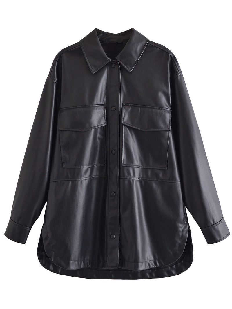Women Leather Jacket Autumn Leisure PU Leather Coat Imitation Leather Jacket Coat