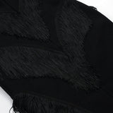Women Evening Dress Sexy Tassel Formal Dress V-neck Bandage One-Piece Dress