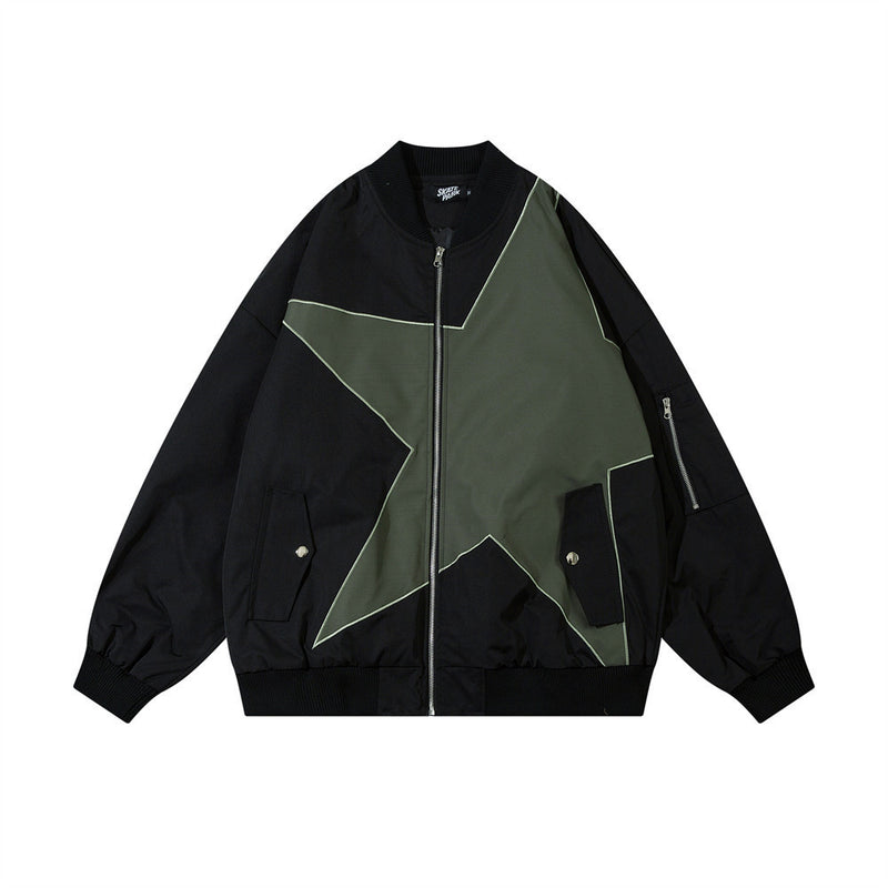 Men Jacket Coat Paste Cloth Embroidery Loose Jacket Coat Men's Ins
