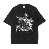 Anime printing, washed Japanese retro t-shirt short-sleeved men