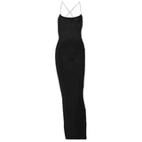 Women Dresses Summer Sexy Backless Slim Fit Split Sling Dress