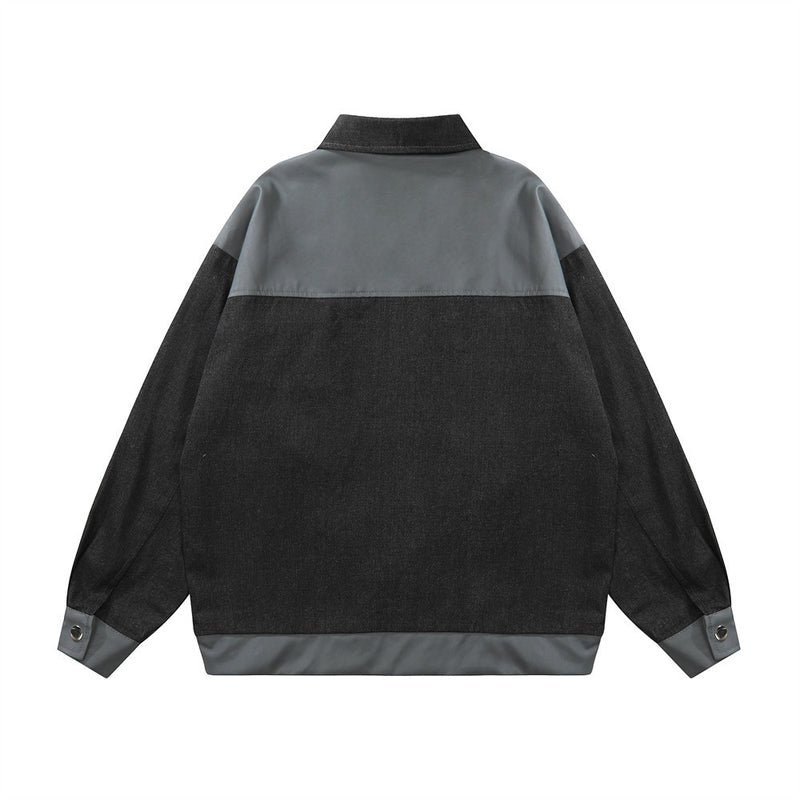 Men Jacket Coat Color Contrast Patchwork Jacket Men's Ins Autumn and Winter Loose Motorcycle Clothing Jacket Baseball Uniform