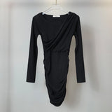 Women Dresses round Neck Dress Long Sleeve Autumn and Winter Sheath Sexy