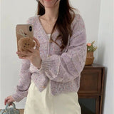 Women Knitwear Autumn and Winter V-neck Sweater Loose Retro Knitted Cardigan
