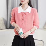 Women Knitwear Spring and Autumn Lapel Knitwear Loose Sweater