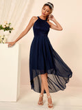 Women Evening Gown Sexy Slim Irregular Chiffon Dress