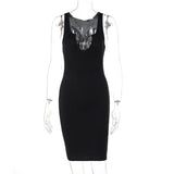 Women Dresses Spring Sexy U Collar Short Sleeveless Dress