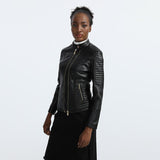 Red Leather Jacket Autumn and Winter Leather Women's PU Leather Jacket