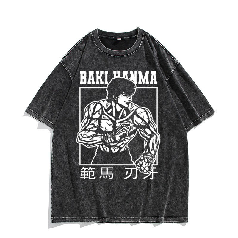 Washed Vintage Short Sleeve T-Shirt Baki Hanma
