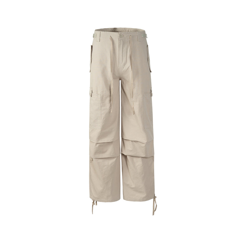 MIJKO Men's Vintage Pants MIJKO Drawstring Tooling Casual Pants Men's and Women's Pleated Straight Pants