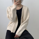 Women Cardigan Sweater Hollow-out Knitted Cardigan Coat Vintage Top for Women 8t3083