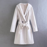 Women Woolen Coat Autumn Loose Hooded Woolen Coat Coat