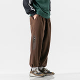 Men Pants Retro Drawstring Pocket Zipper Casual Polar Fleece Sweatpants