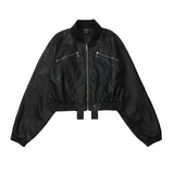 Women Jacket Short Leather Jacket Motorcycle Clothing Coat Zipped Stand Collar Fall Jacket