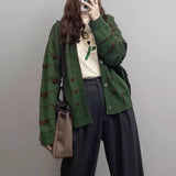 Women Knitwear Autumn and Winter Striped V-neck Sweater Loose Knitted Cardigan
