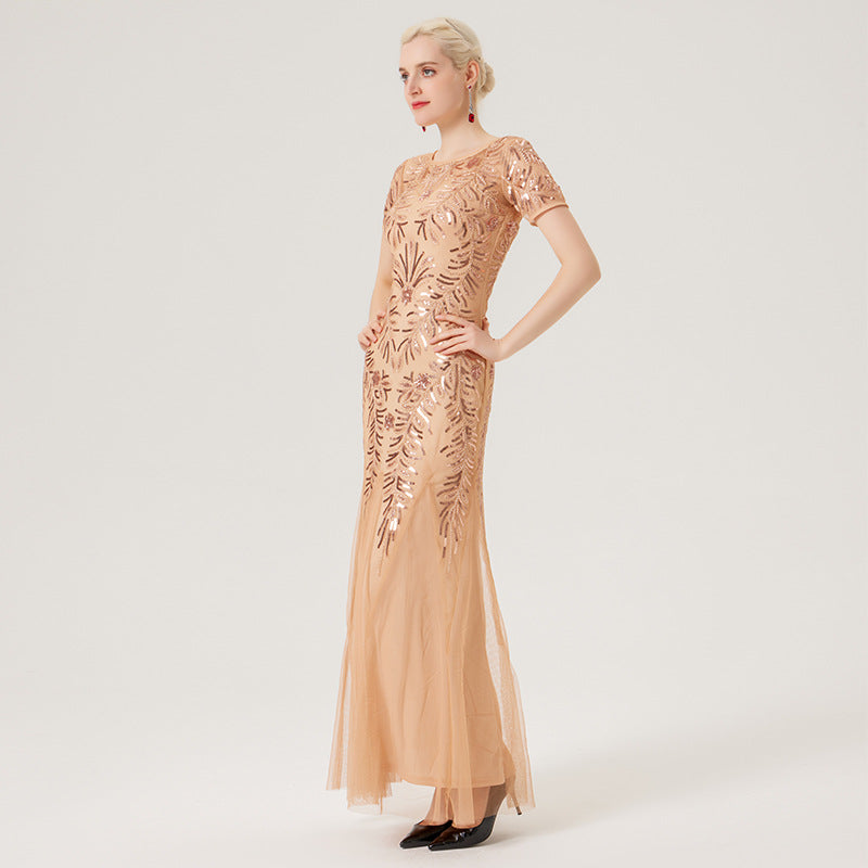 Flappers 1920S Dress Sexy Evening Dress Female Elegant Sequined Fishtail Dress