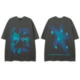 Men T Shirt Hip Hop Heart Graffiti Necklace Short Sleeve T-shirt