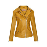 Red Leather Jacket Jacket Pu Lapel Two-Way Short Slim Fit Jacket Leather Coat Women