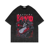 Washed old short-sleeved T-shirt chainsaw man retro cotton T
