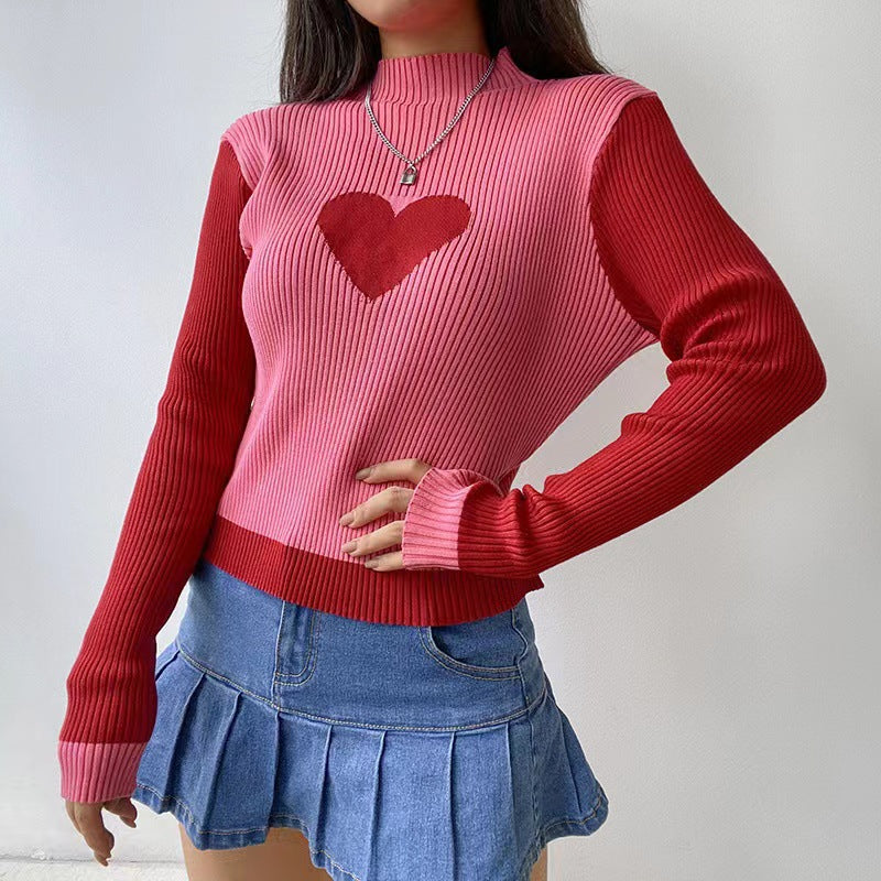 Women Knitted Sweater Fall/Winter Slim Sweater Top Women's round Neck Long Sleeve Sweater
