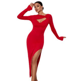 Women Dress Long Skirt Slim Fit Sheath Tight Skirt Sexy Long Sleeve Dress