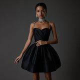 Women Dresses Sexy Drill Chain Spaghetti-Strap Strap Dress Dress (Bla0420)