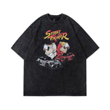 Men T Shirt Vintage Distressed Small Neckline Short Sleeve T-shirt
