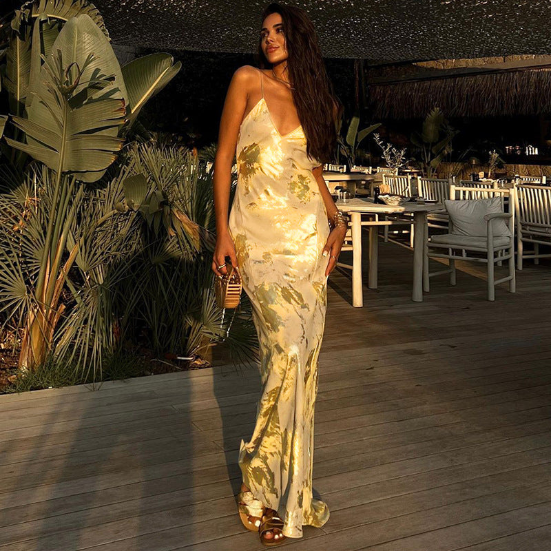 Women Dresses Spring/Summer Sexy Backless Spaghetti Straps Dress