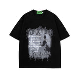 Men T Shirt Gothic Alphabet Graffiti Print Short Sleeve T-shirt